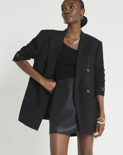 River Island faux leather mini skirt Black Outlet