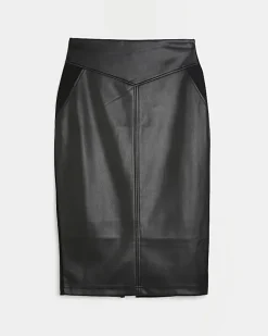 River Island faux leather pencil skirt Black Discount