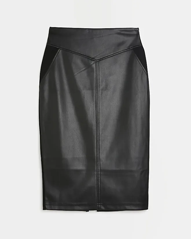 River Island faux leather pencil skirt Black Discount