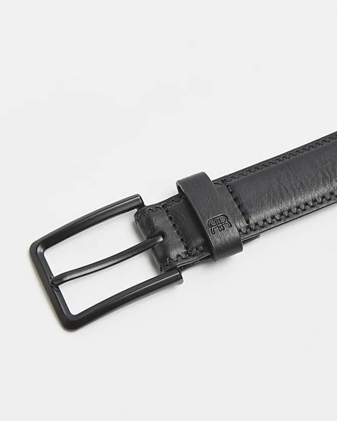 River Island faux leather smart belt Black Fashion