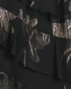 River Island glitter frill maxi dress Black Outlet