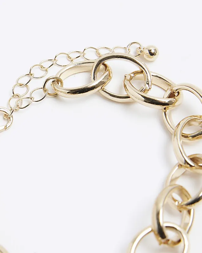 River Island heart chain bracelet Black Best