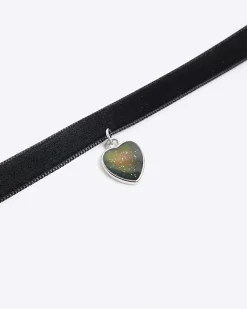 River Island heart mood choker necklace Black Sale
