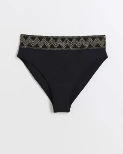 River Island high waisted embellished bikini bottoms Black Fashion