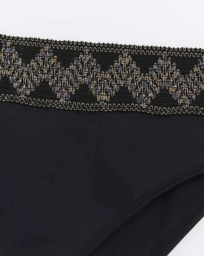 River Island high waisted embellished bikini bottoms Black Fashion
