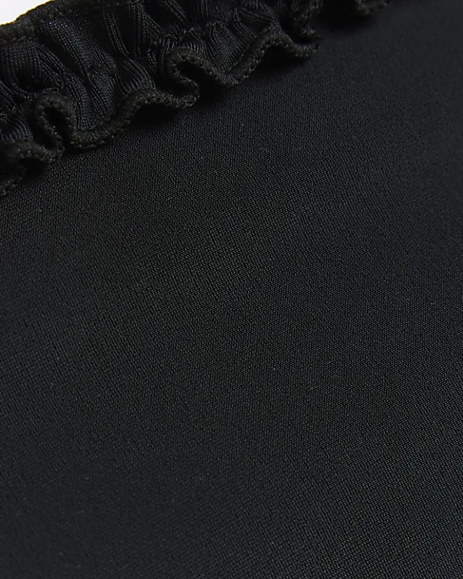 River Island high waisted frill bikini bottoms Black Outlet