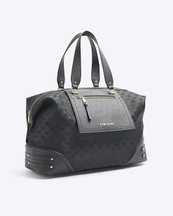 River Island jacquard RI monogram travel bag Black Best