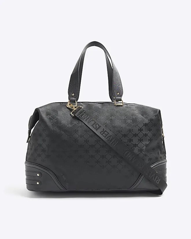 River Island jacquard RI monogram travel bag Black Best