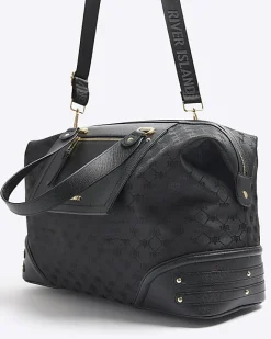 River Island jacquard RI monogram travel bag Black Best