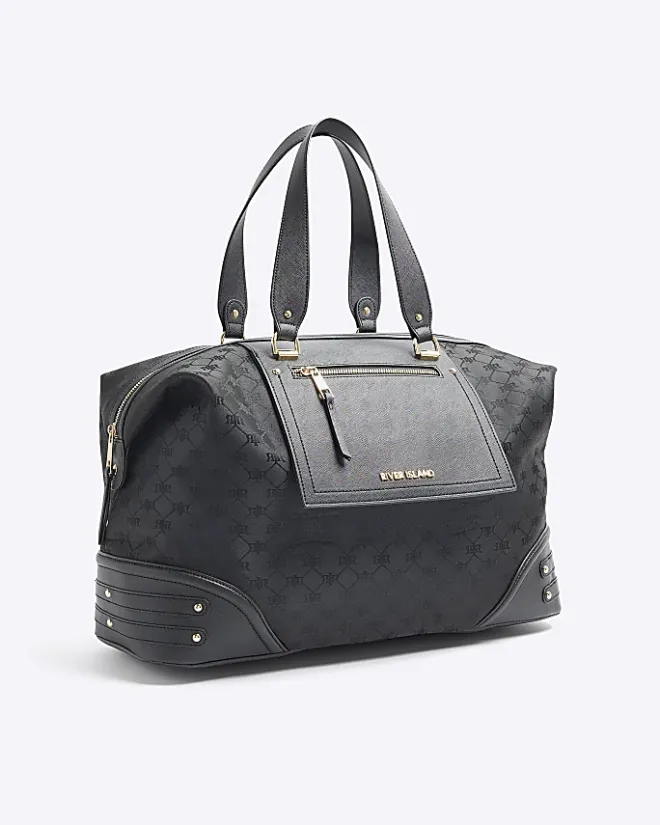 River Island jacquard RI monogram travel bag Black Best