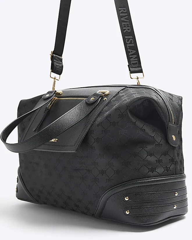 River Island jacquard RI monogram travel bag Black Best