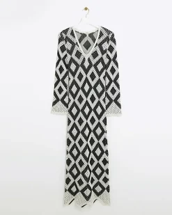 River Island knit bodycon maxi dress Black Sale