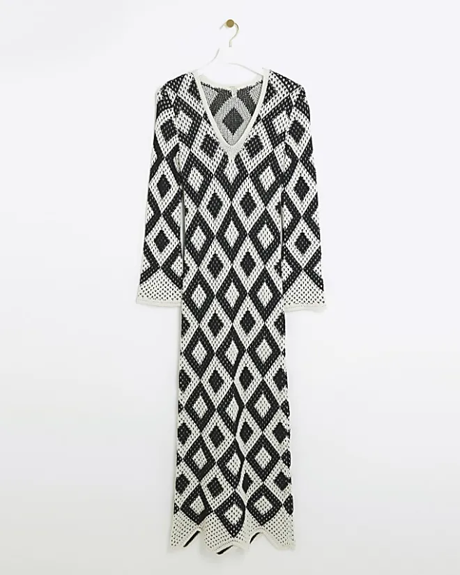 River Island knit bodycon maxi dress Black Sale