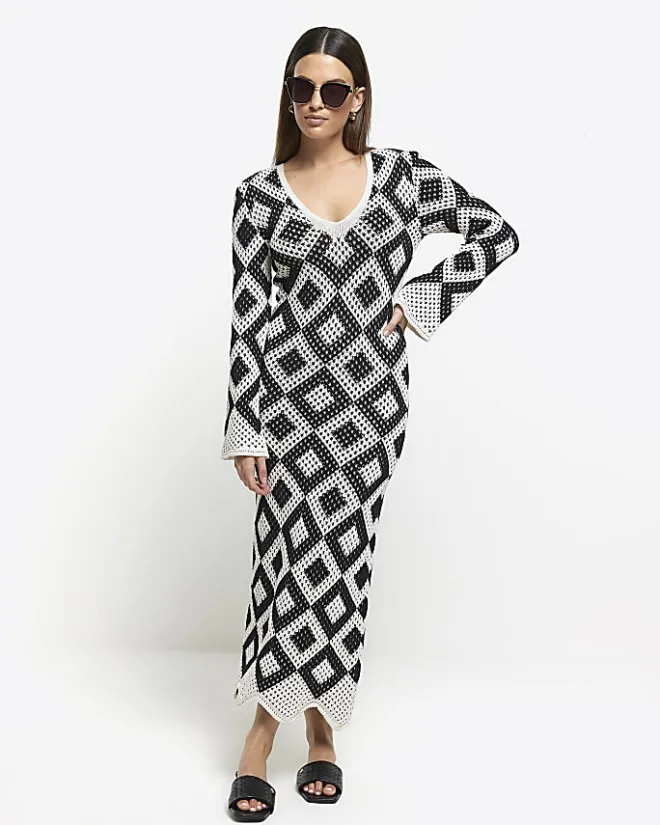 River Island knit bodycon maxi dress Black Sale