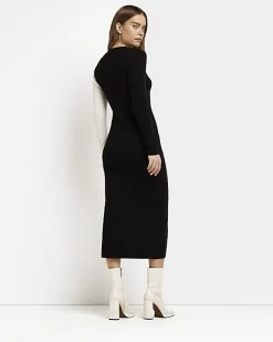 River Island knit bodycon midi dress Black Best