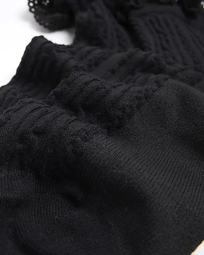 River Island lace frill ankle socks Black Sale