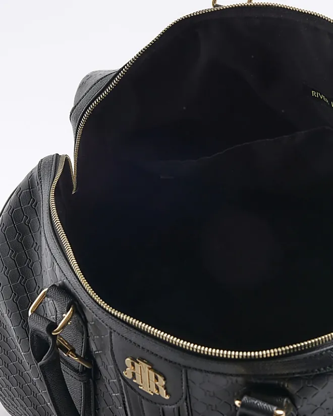 River Island large embossed RI monogram travel bag Black Best
