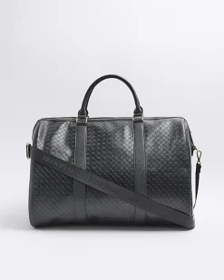 River Island large embossed RI monogram travel bag Black Best