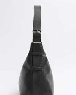 River Island leather slouch tote bag Black Clearance