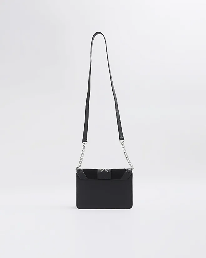 River Island leather studded cross body bag Black Online