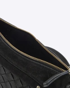 River Island leather weave cross body bag Black Best