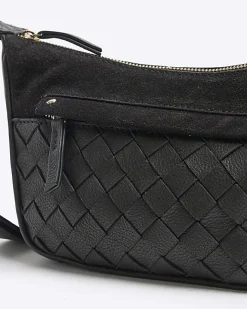 River Island leather weave cross body bag Black Best