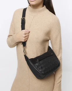 River Island leather weave cross body bag Black Best