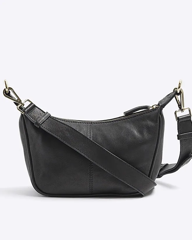 River Island leather weave cross body bag Black Best