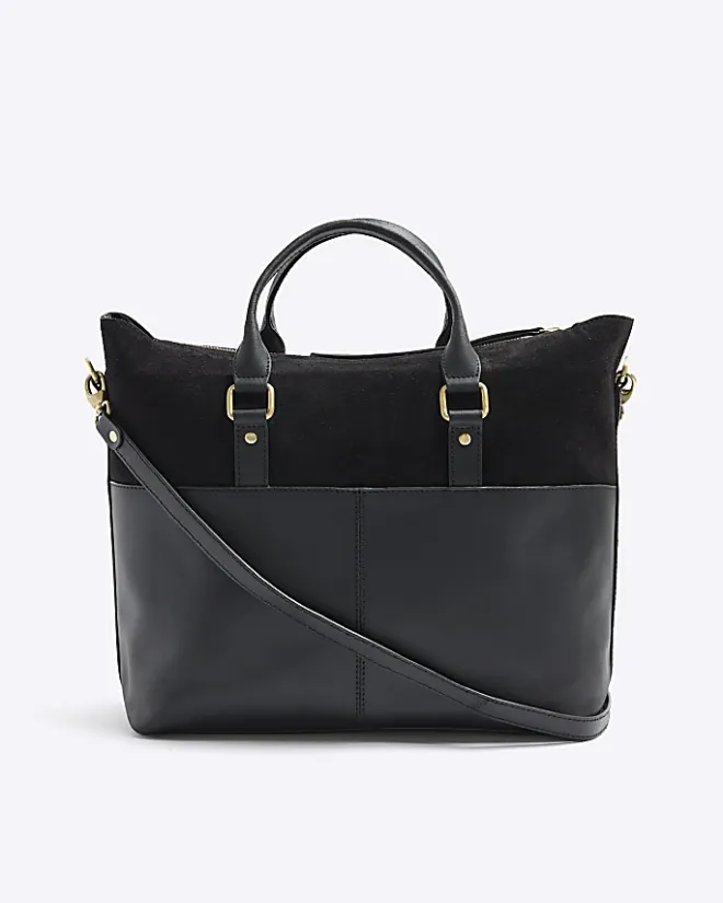River Island leather weave shopper bag Black Sale