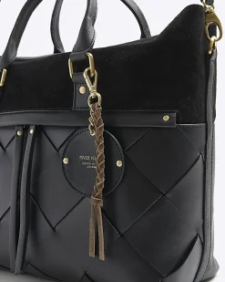 River Island leather weave shopper bag Black Sale