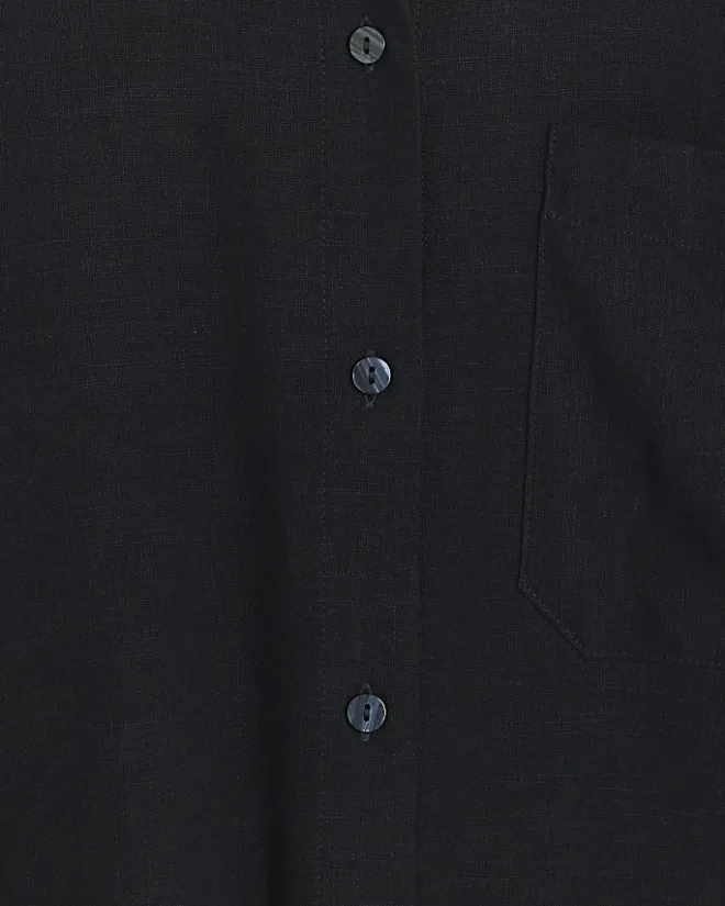 River Island linen blend long sleeve shirt Black Best
