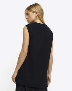 River Island longline waistcoat Black New