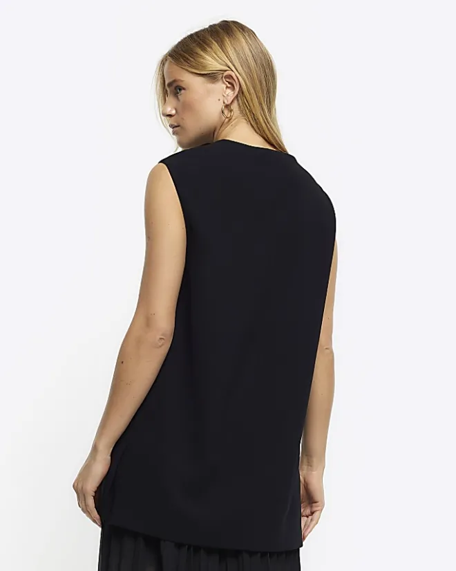 River Island longline waistcoat Black New