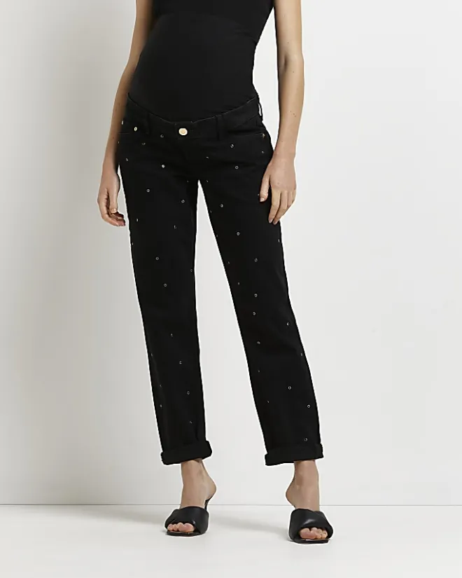 River Island mid rise maternity mom jeans Black Discount