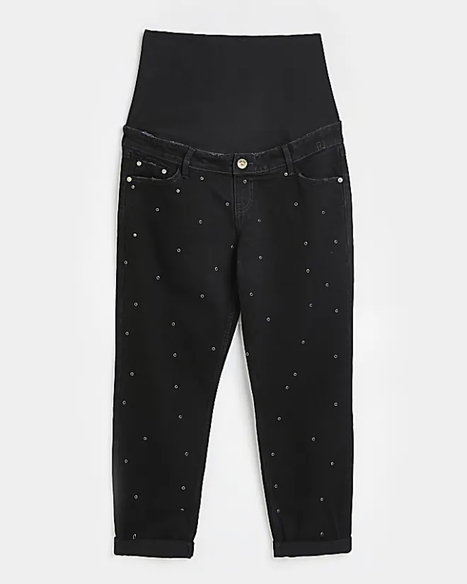 River Island mid rise maternity mom jeans Black Discount