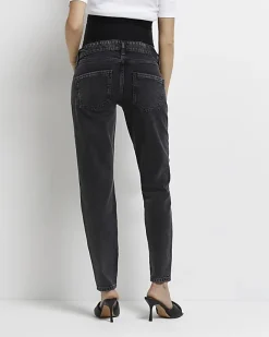 River Island mid rise maternity mom jeans Black Fashion