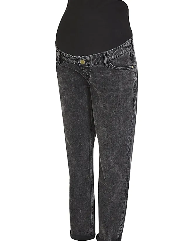 River Island mid rise maternity mom jeans Black Fashion