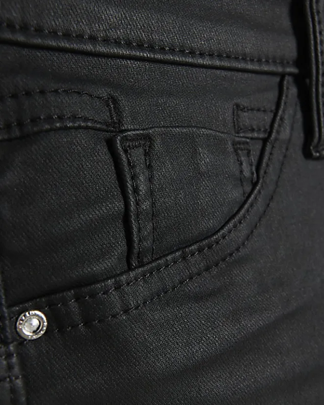 River Island mid rise skinny coated jeans Black Sale