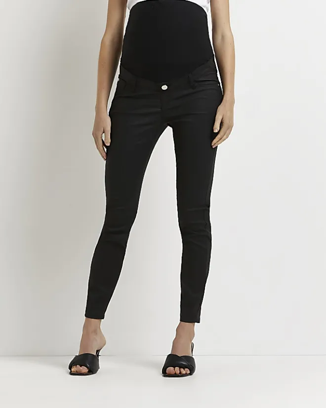 River Island Molly mid rise maternity skinny jeans Black New