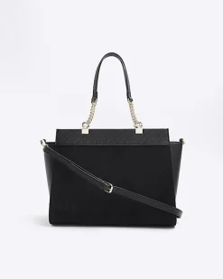 River Island monogram panel zip tote bag Black Sale