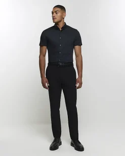 River Island Muscle fit short sleeve shirt Black Best
