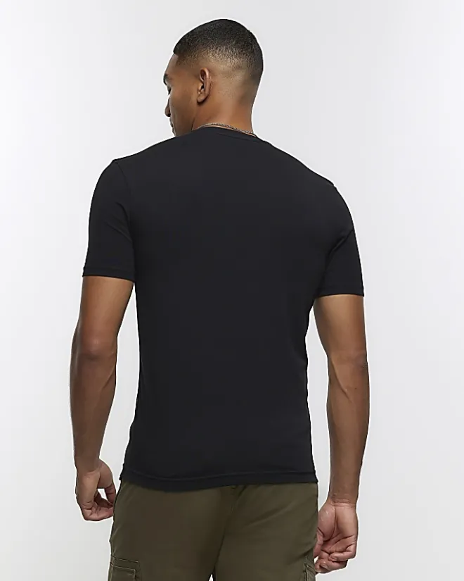 River Island muscle fit t-shirt Black Online