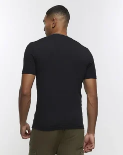 River Island muscle fit t-shirt Black Online
