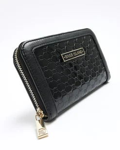 River Island patent embossed RI purse Black Online