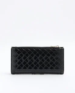 River Island patent quilted purse Black Online
