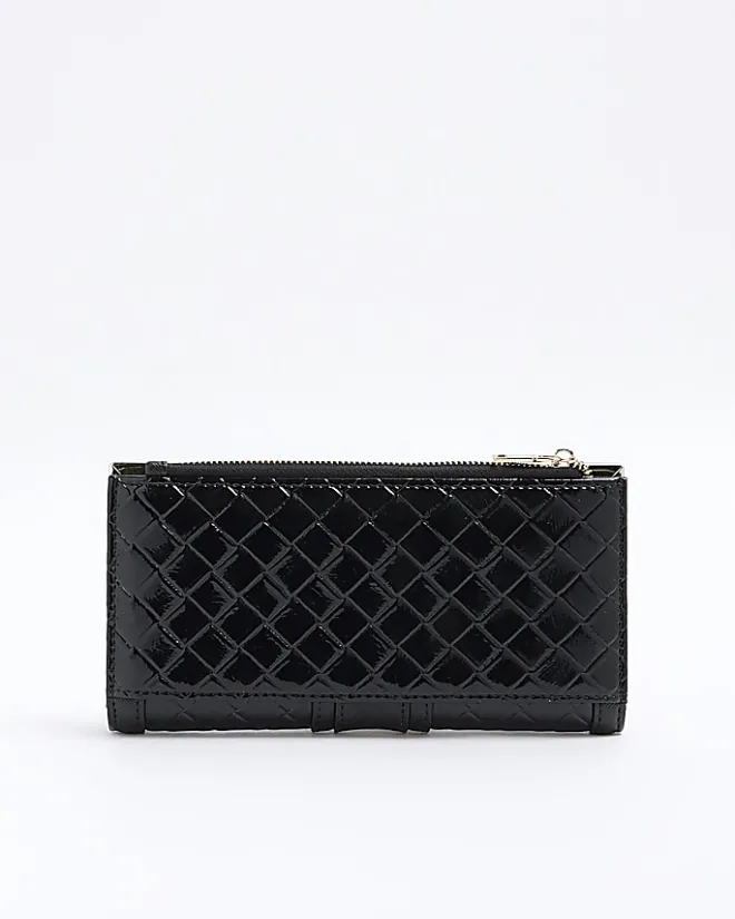 River Island patent quilted purse Black Online
