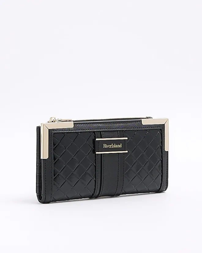 River Island patent quilted purse Black Online