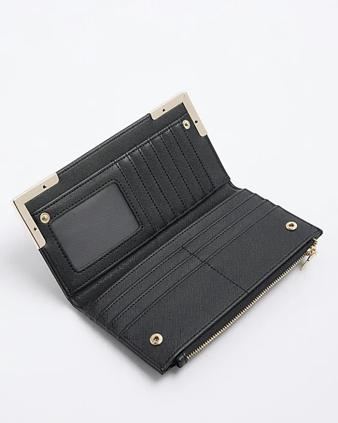 River Island patent quilted purse Black Online