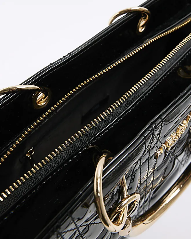 River Island patent tote bag Black Online