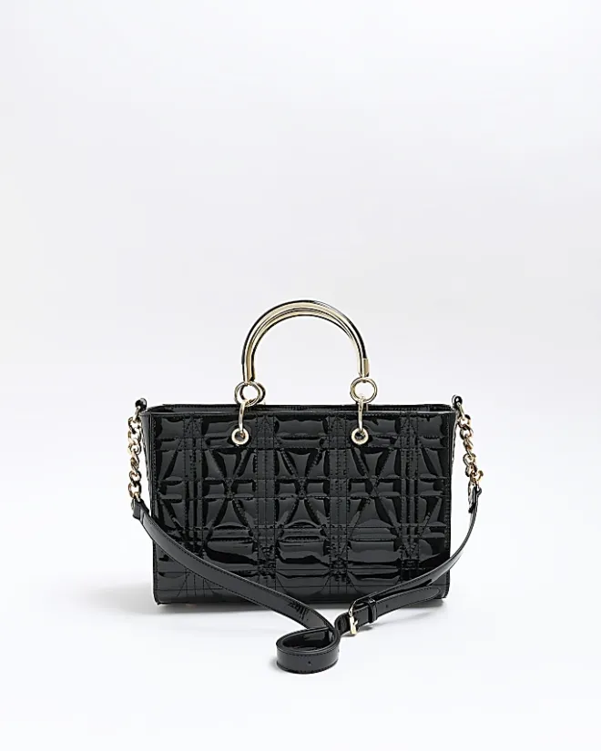 River Island patent tote bag Black Online